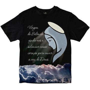 Camiseta Nossa Senhora do Silêncio com Oração Rainha do Brasil