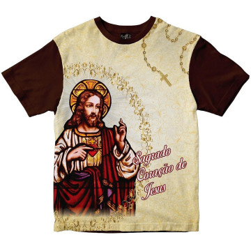 Camiseta Sagrado Coração Jesus Rainha do Brasil