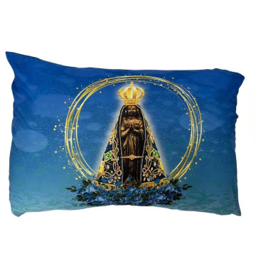 Fronha Religiosa Capa de Travesseiro de Nossa Senhora Aparecida Azul