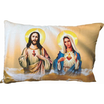 Fronha Religiosa Capa de Travesseiro do Coração de Jesus e Maria