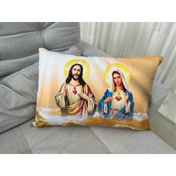 Fronha Religiosa Capa de Travesseiro do Coração de Jesus e Maria