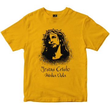 Camiseta Jesus Cristo minha vida amarela Rainha do Brasil