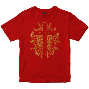 Camiseta Cruz de Jesus Cristo vermelha Rainha do Brasil