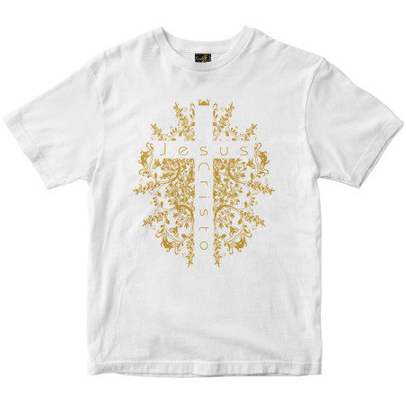 Camiseta Cruz de Jesus Cristo branca Rainha do Brasil