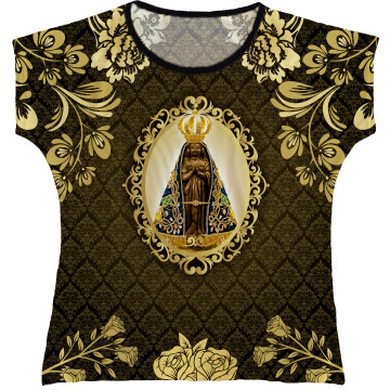 Blusa Feminina bata Nossa Senhora Aparecida Rainha do Brasil