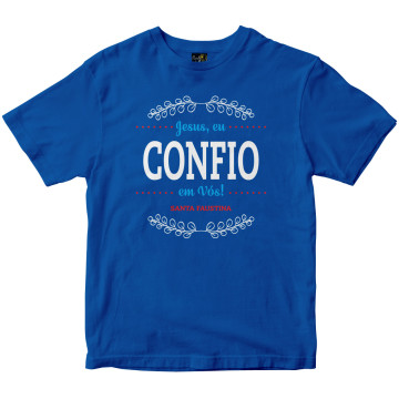 Camiseta Jesus Eu Confio em vós azul Rainha do Brasil