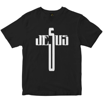 Camiseta Jesus em Cruz preta Rainha do Brasil