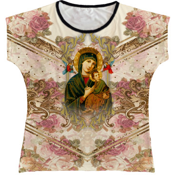 Blusa Feminina bata N. Senhora do Perpétuo Socorro Rainha do Brasil