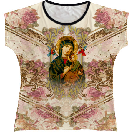 Blusa Feminina bata N. Senhora do Perpétuo Socorro Rainha do Brasil
