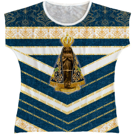 Blusa Feminina bata Nossa Senhora Aparecida Rainha do Brasil