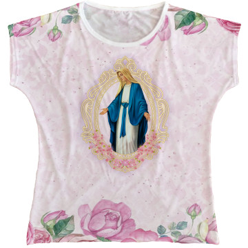 Blusa Feminina bata Nossa Senhora das Graças Rainha do Brasil