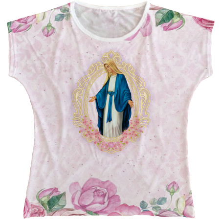 Blusa Feminina bata Nossa Senhora das Graças Rainha do Brasil