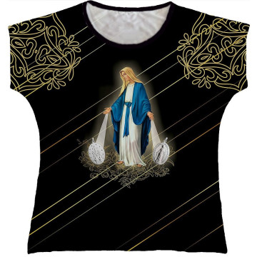 Blusa Feminina bata Nossa Senhora das Graças Rainha do Brasil