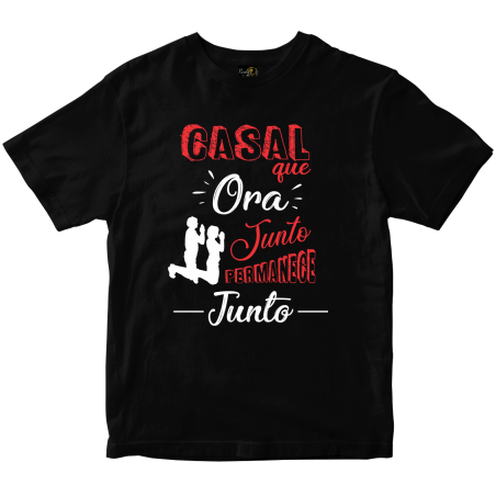 Camiseta Casal que ora junto permanece junto preta Rainha do Brasil