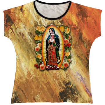 Blusa Feminina bata Nossa Senhora de Guadalupe Rainha do Brasil