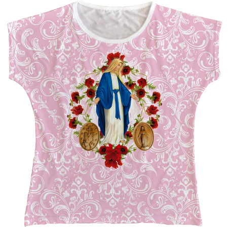 Blusa Feminina bata Nossa Senhora das Graças Rainha do Brasil