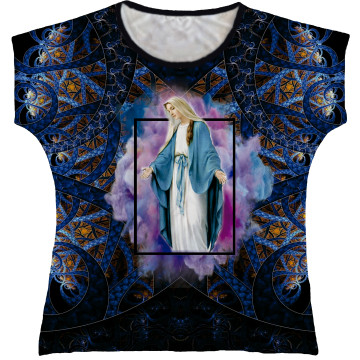 Blusa Feminina bata Nossa Senhora das Graças Rainha do Brasil