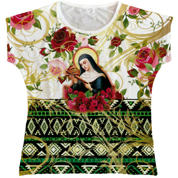 Blusa Feminina bata Santa Rita Rainha do Brasil