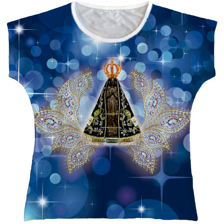 Blusa Feminina bata Nossa Senhora Aparecida Rainha do Brasil