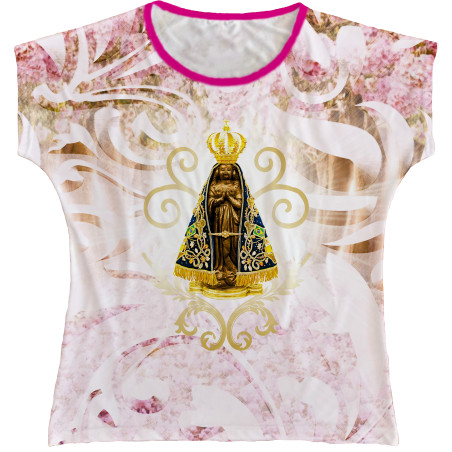 Blusa Feminina bata Nossa Senhora Aparecida Rainha do Brasil
