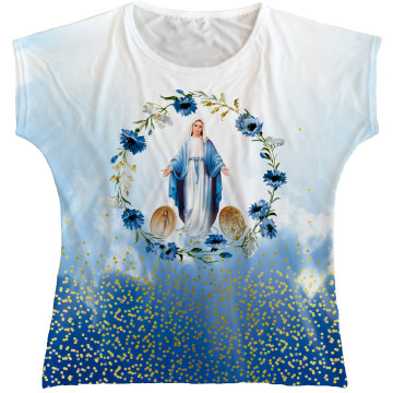 Blusa Feminina bata Nossa Senhora das Graças Rainha do Brasil