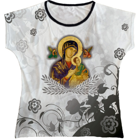 Blusa Feminina bata N. Senhora do Perpétuo Socorro Rainha do Brasil