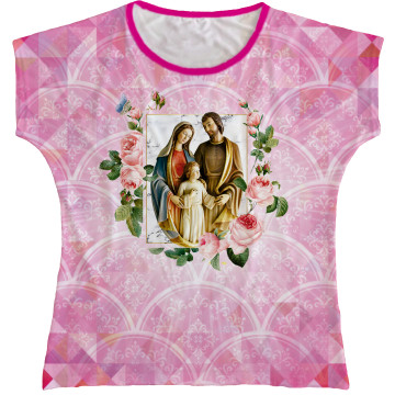 Blusa Feminina bata Sagrada Família Rainha do Brasil