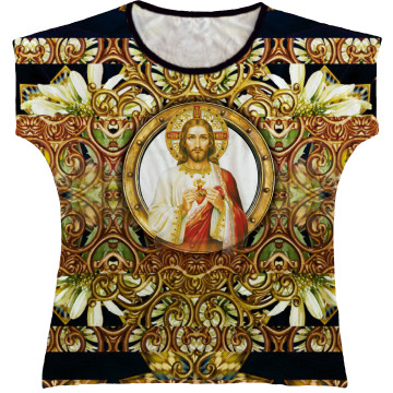 Blusa Feminina bata Sagrado Coração de Jesus Rainha do Brasil