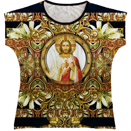 Blusa Feminina bata Sagrado Coração de Jesus Rainha do Brasil