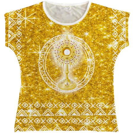 Blusa Feminina bata Santíssimo Sacramento Rainha do Brasil