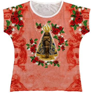 Blusa Feminina bata Nossa Senhora Aparecida Rainha do Brasil