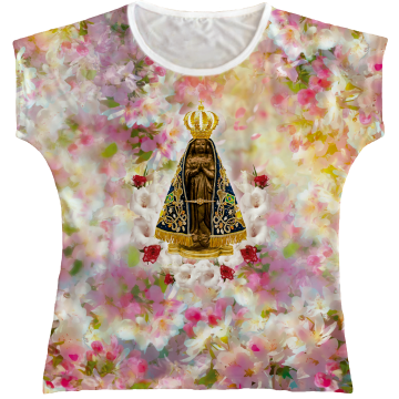 Blusa Feminina bata Nossa Senhora Aparecida Rainha do Brasil