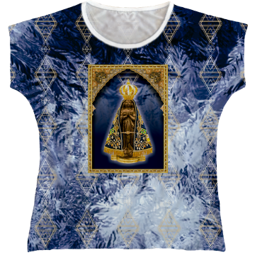 Blusa Feminina bata Nossa Senhora Aparecida Rainha do Brasil