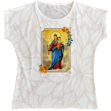 Blusa Feminina bata Nossa Senhora Auxiliadora Rainha do Brasil