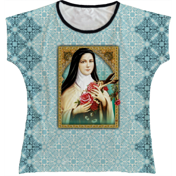 Blusa Feminina bata Santa Teresinha Rainha do Brasil