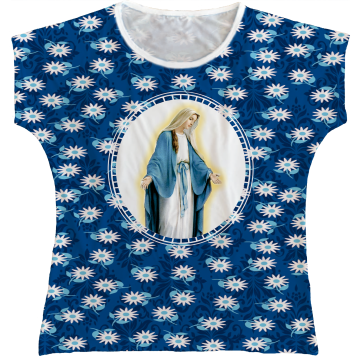 Blusa Feminina bata Nossa Senhora das Graças Rainha do Brasil