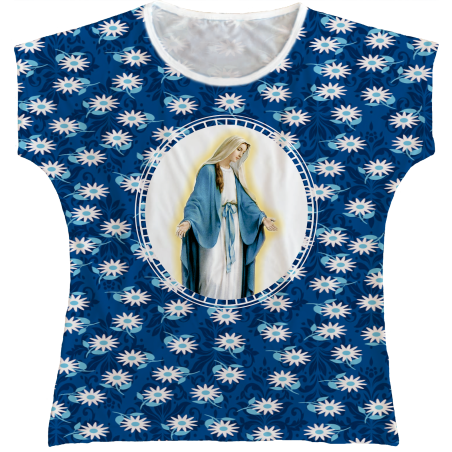 Blusa Feminina bata Nossa Senhora das Graças Rainha do Brasil