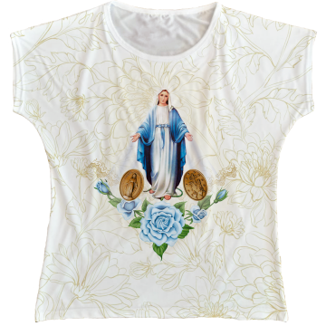 Blusa Feminina bata Nossa Senhora das Graças Rainha do Brasil