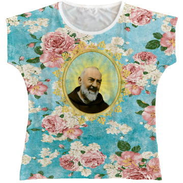 Blusa Feminina bata São Padre Pio Rainha do Brasil