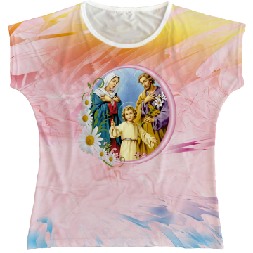 Blusa Feminina bata Sagrada Família Rainha do Brasil