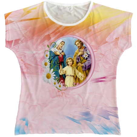 Blusa Feminina bata Sagrada Família Rainha do Brasil