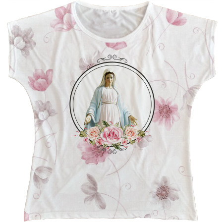 Blusa Feminina bata Nossa Senhora das Graças Rainha do Brasil
