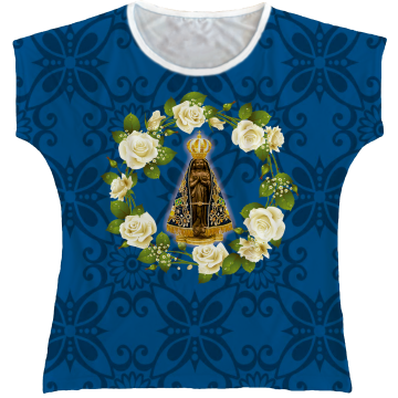 Blusa Feminina bata Nossa Senhora Aparecida Rainha do Brasil