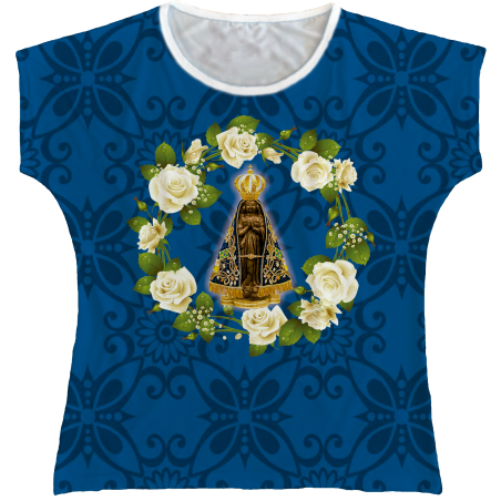 Blusa Feminina bata Nossa Senhora Aparecida Rainha do Brasil