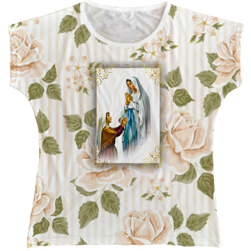 Blusa Feminina bata Nossa Senhora de Lourdes Rainha do Brasil