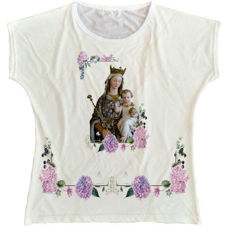 Blusa Feminina bata Nossa Senhora Auxiliadora Rainha do Brasil