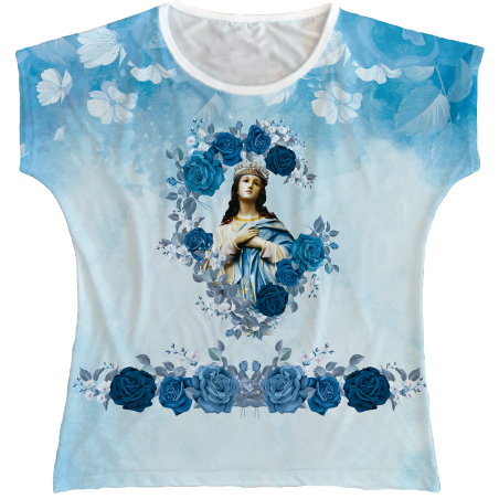 Blusa Feminina bata Nossa Senhora da Conceição Rainha do Brasil