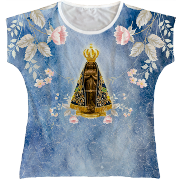 Blusa Feminina bata Nossa Senhora Aparecida Rainha do Brasil