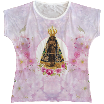 Blusa Feminina bata Nossa Senhora Aparecida Rainha do Brasil