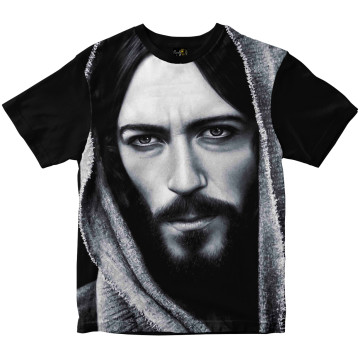 Camiseta Face de Cristo preto e branco Rainha do Brasil